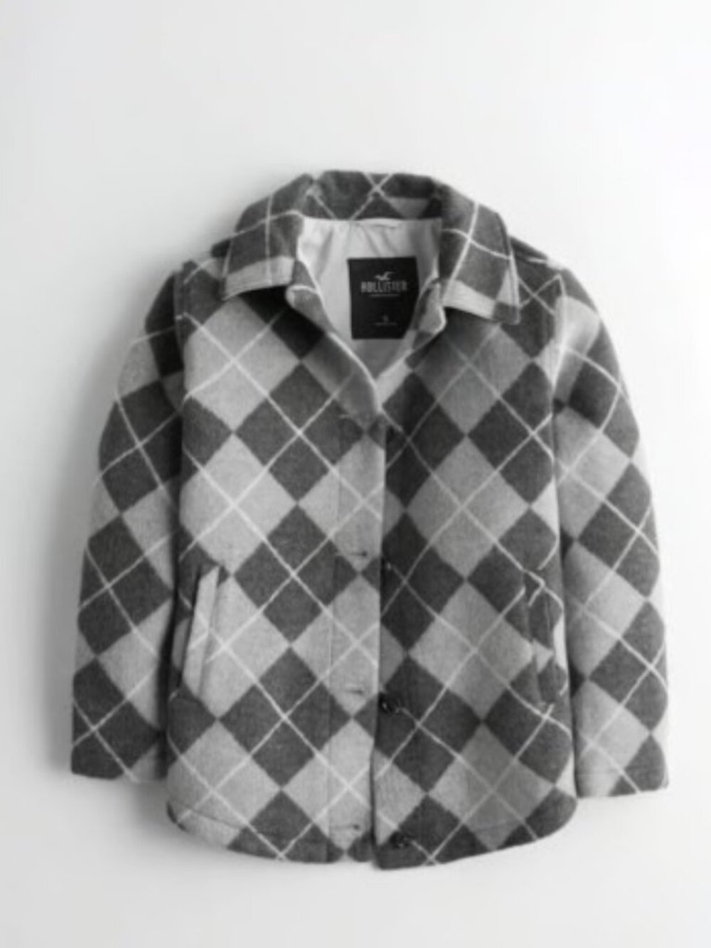 Hollister Argyle Coat Jacket Size large